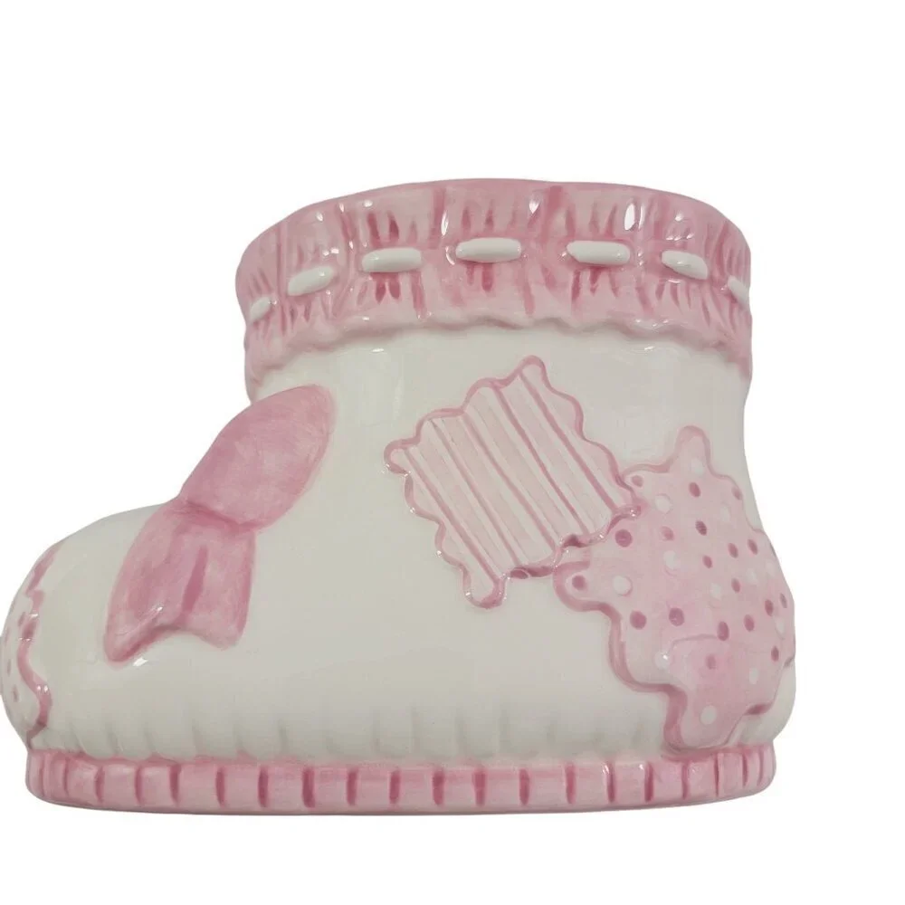 Burton and Burton Baby Girl Bootie Plant Pot Ceramic Planter Baby Shower Décor